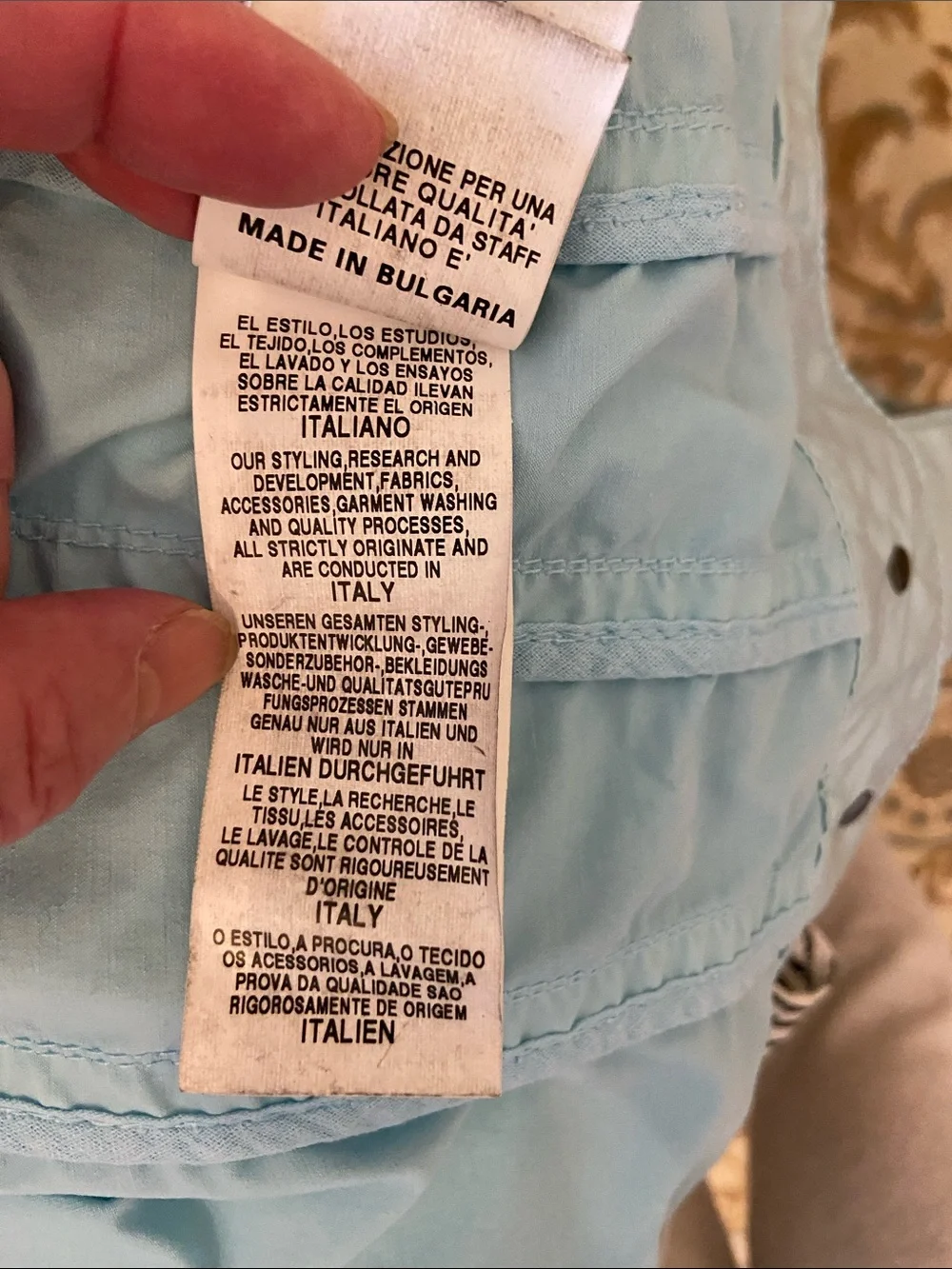 RARE Vintage Cappopera Light Blue Jean Jacket w Light Gold Metal Rivet Buttons. - Picture 15 of 16